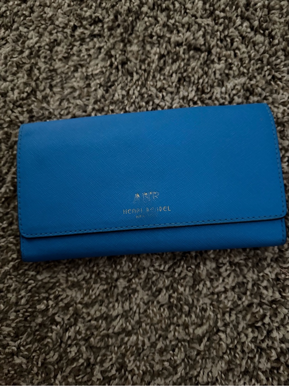 henri bendel cobalt blue fold-over wallet